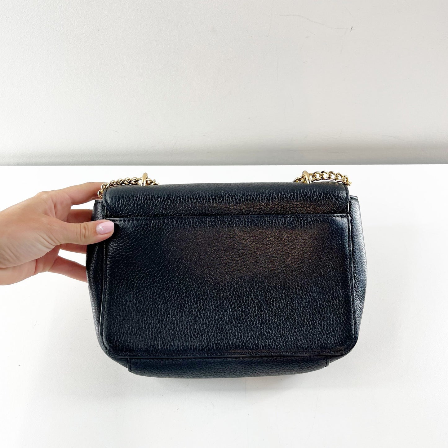 Tory Burch Carter Chain Crossbody Leather Shoulder Bag Purse Black Gold