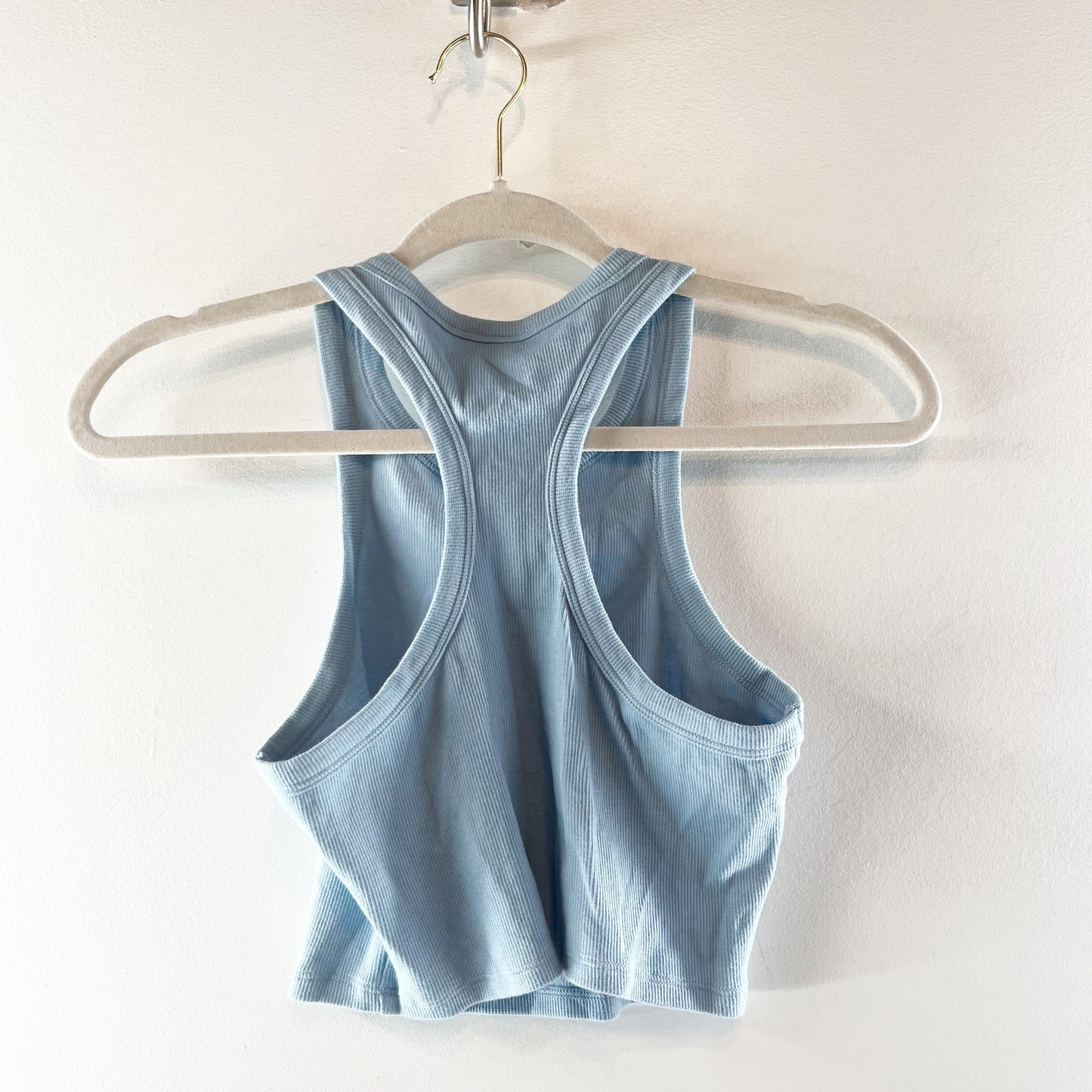 Alo Yoga Aspire Racerback Ribbed Cropped Tank Top Crystal Clear Blue Small
