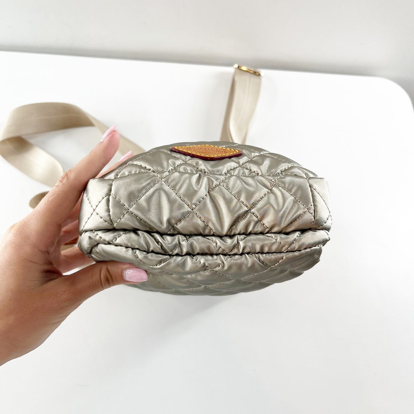 MZ Wallace Metro Quilted Crossbody Purse Bag Gold