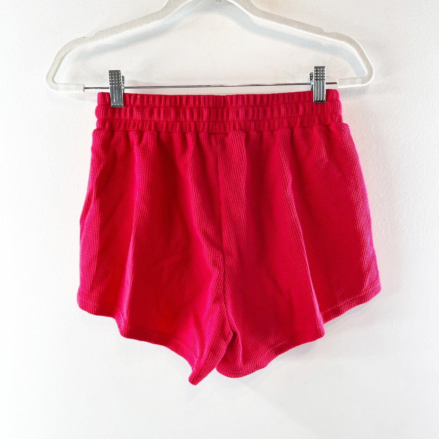 Comfrt Waffle Lounge Short Sleeve Oversized Tee and Shorts Matching Set Cherry M