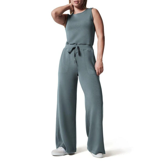 SPANX Airessentials Sleeveless Stretch Wide Leg  Jumpsuit Hazy Blue Grey XS