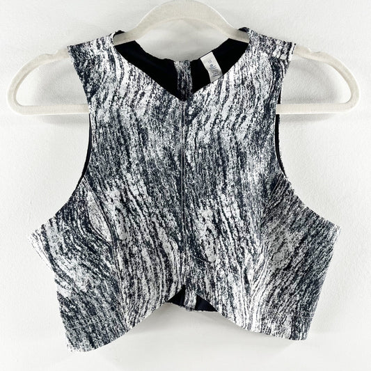 Lululemon Zip Back Crop Sports Bra Workout Top Black White 10