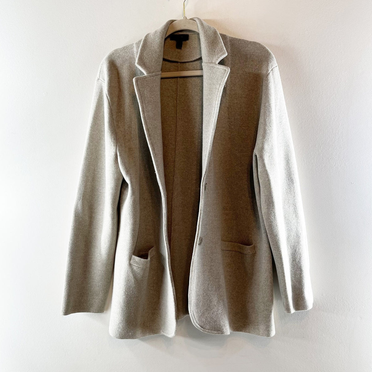 J. Crew Merino Wool Long Sleeve Sweater Blazer Heather Dusk Gray XL