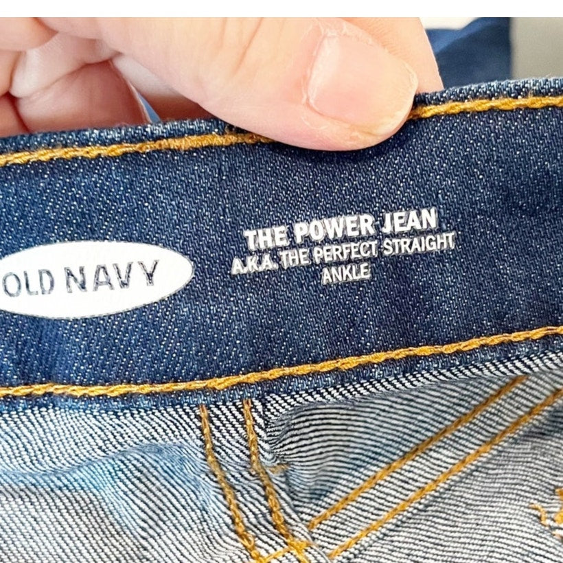 Old Navy The Power Jean Perfect Straight Ankle Dark Wash Blue 12