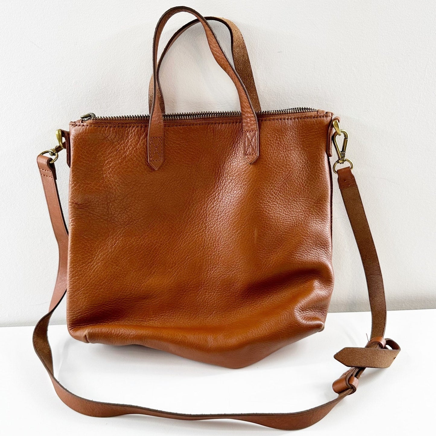 Madewell The Zip-Top Transport Leather Crossbody Bag Brown In English Saddle