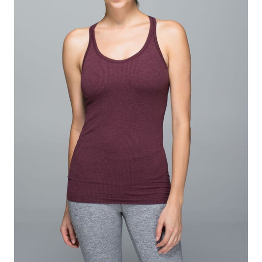 Lululemon Ebb To Street Racerback Ribbed Tank Heathered Bordeaux Drama Maroon 6