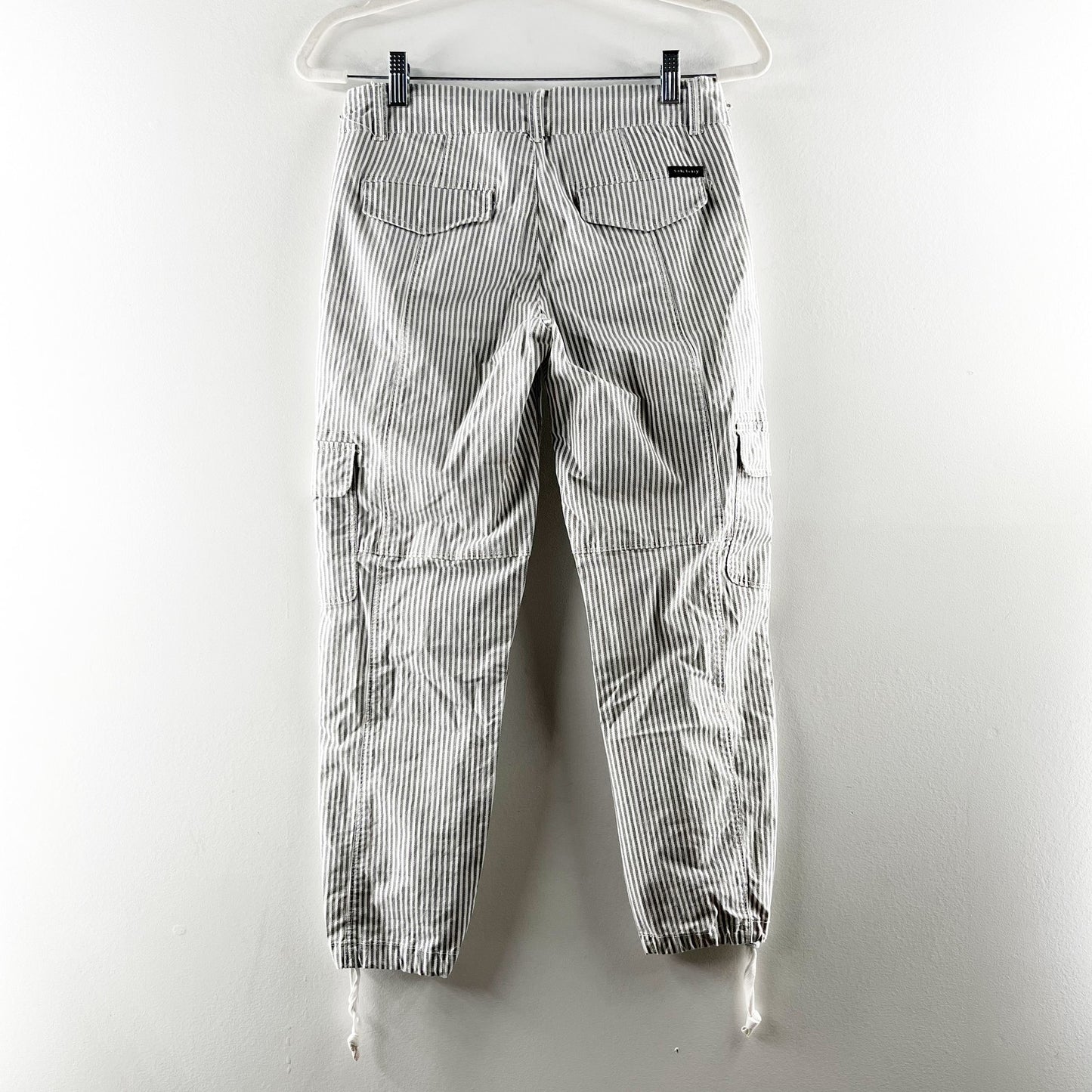 Sanctuary X Anthropologie Striped Ankle Cargo Jogger Pants Gray White 25 / 0