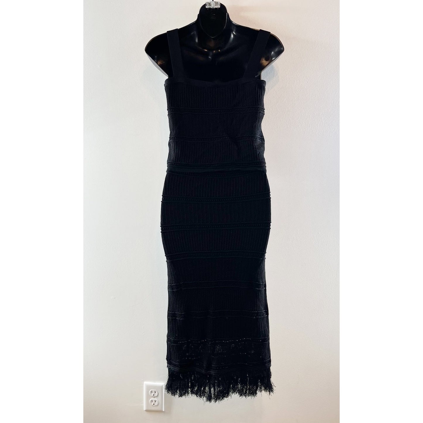 Z Supply Fiona Tank Top & Finley Fringe Crochet Midi Skirt Set Black XS