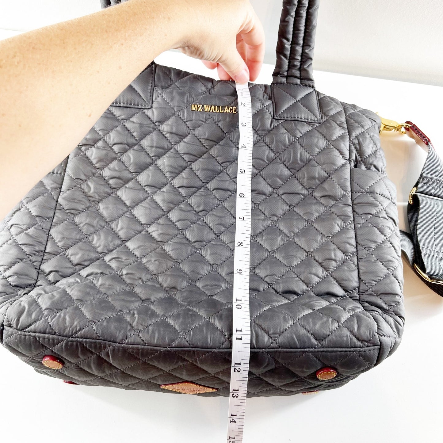 MZ Wallace Sutton Deluxe Quilted Tote Bag Purse Gray
