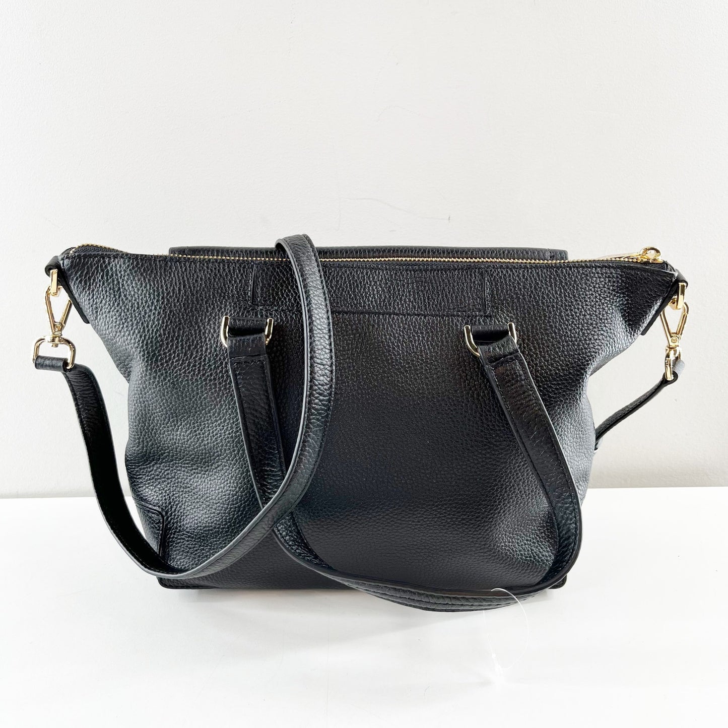 Michael Kors Mackenzie Leather Adjustable Strap Satchel Tote Bag Black Medium