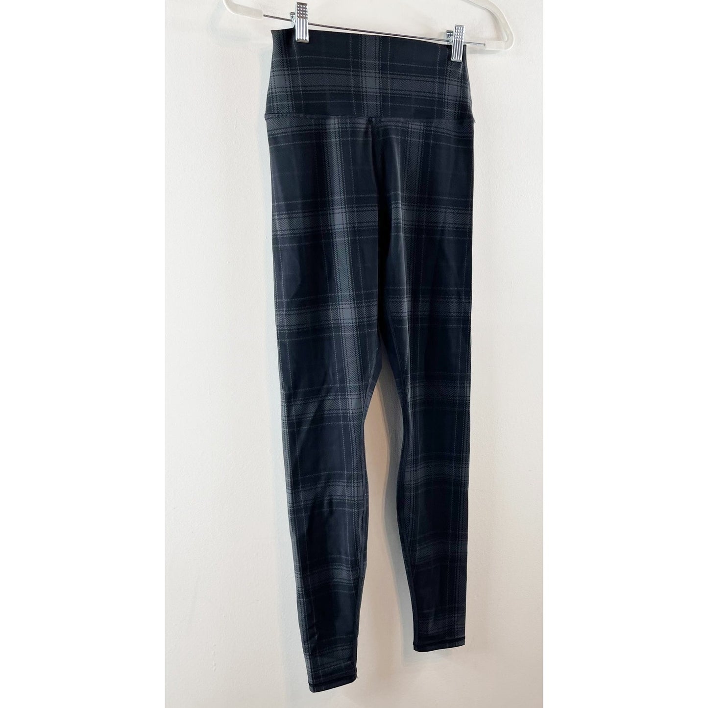 Alo Yoga Plaid High Rise Vapor Full Length Leggings Black Gray Small