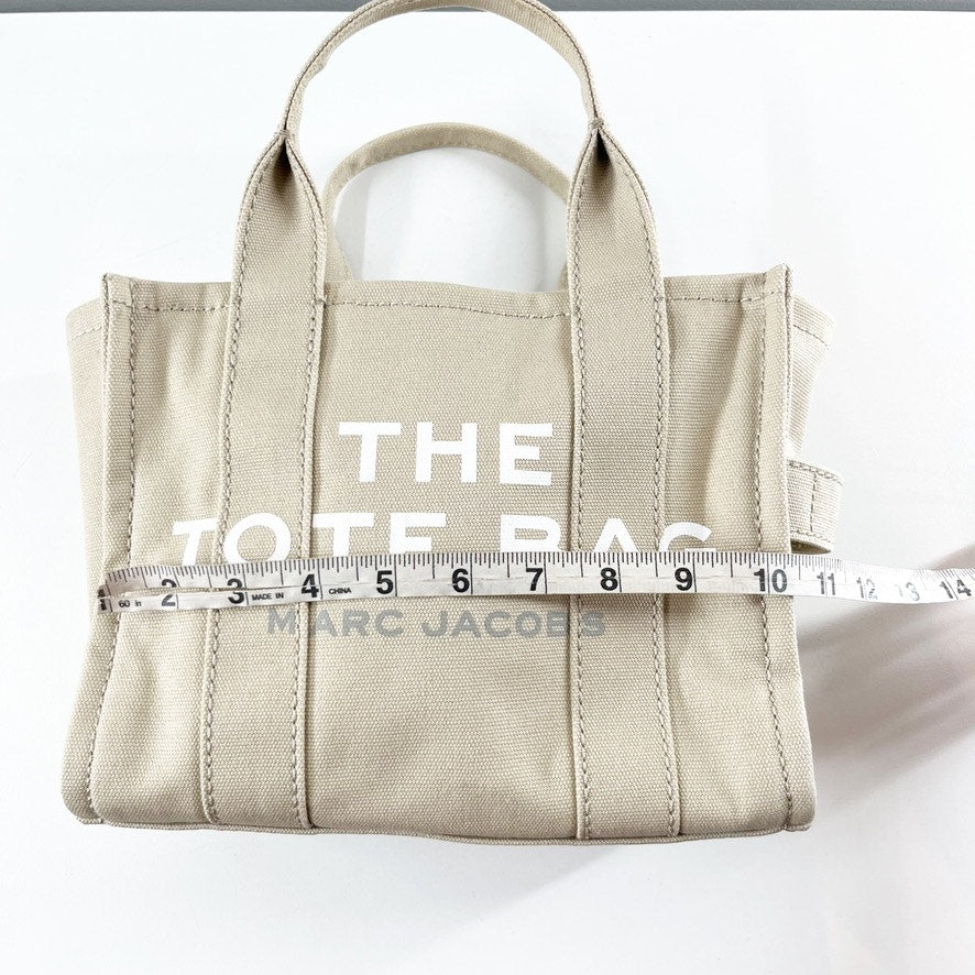 Marc Jacobs The Small Tote Canvas Bag Crossbody Purse Beige Tan