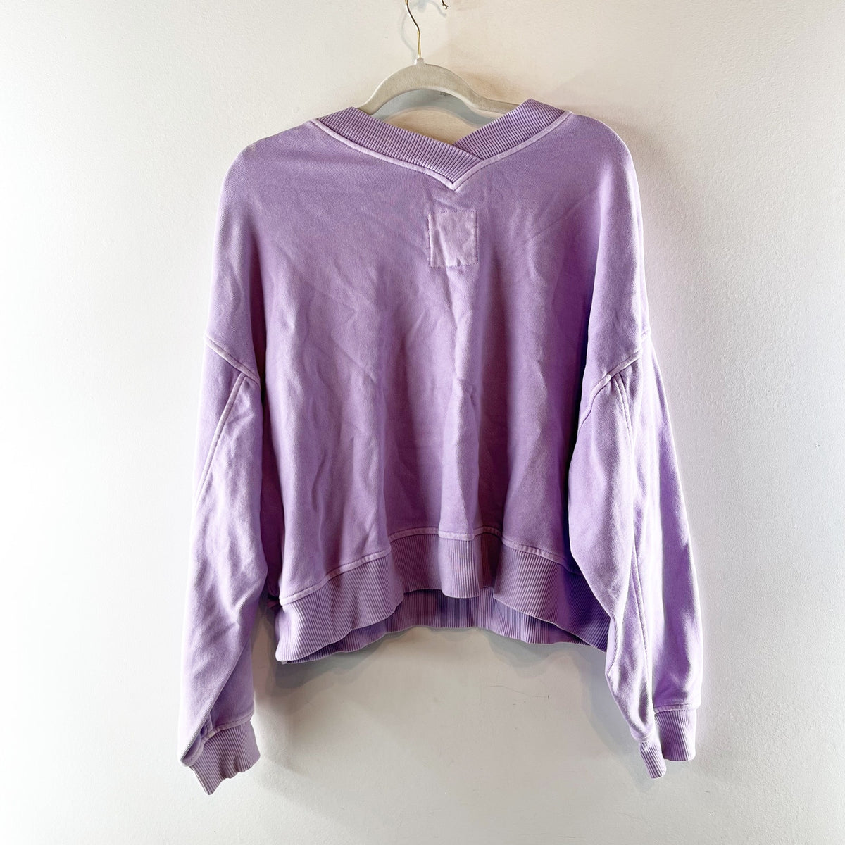 Aerie House Party Long Sleeve V Neck Sweatshirt Purple Medium