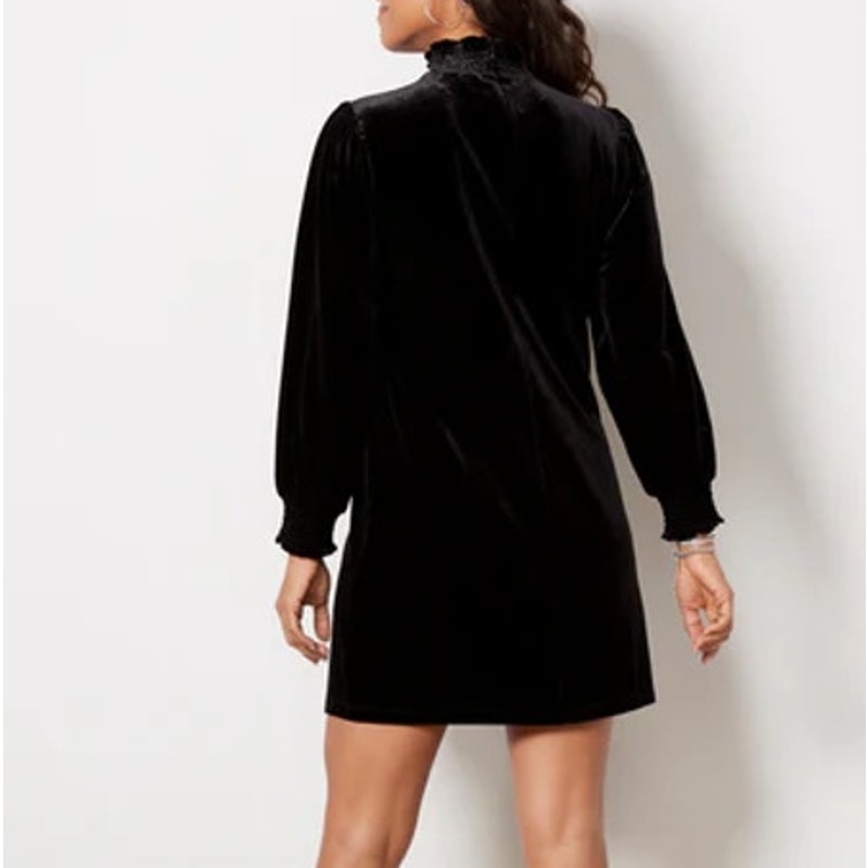 Sanctuary Lost and Love Turtleneck Velvet Mini Dress Black Small