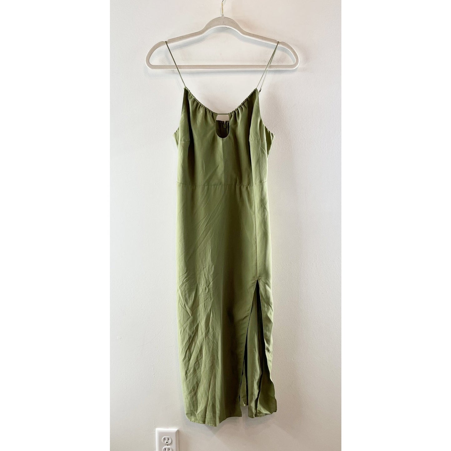 Abercrombie & Fitch Keyhole Cutout Midi Slip Dress Green Small
