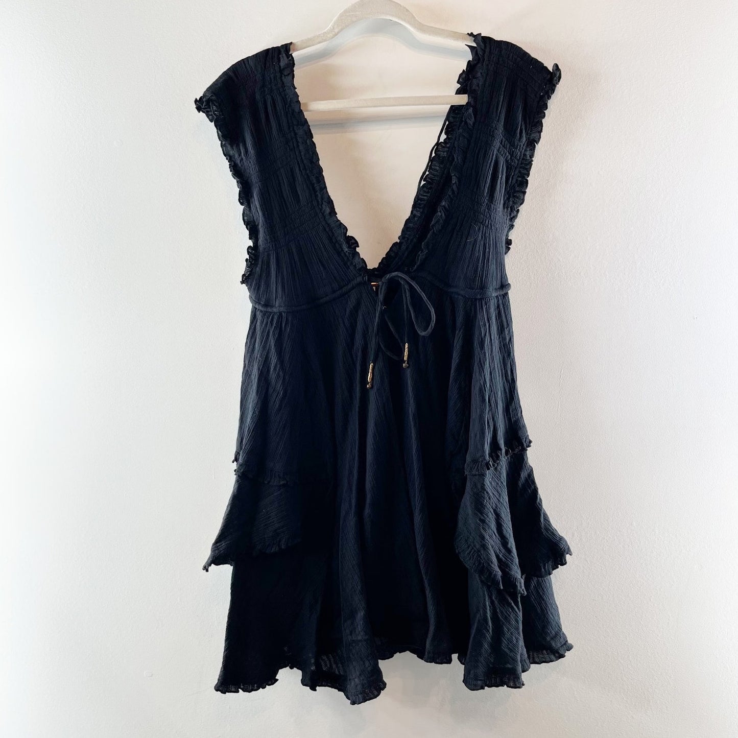 Free People Antoinette Endless Summer V Neck Mini Dress Black XS