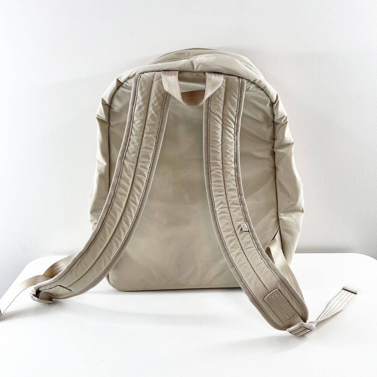 Athleta All About Travel School Backpack with Laptop Sleeve Tan Beige