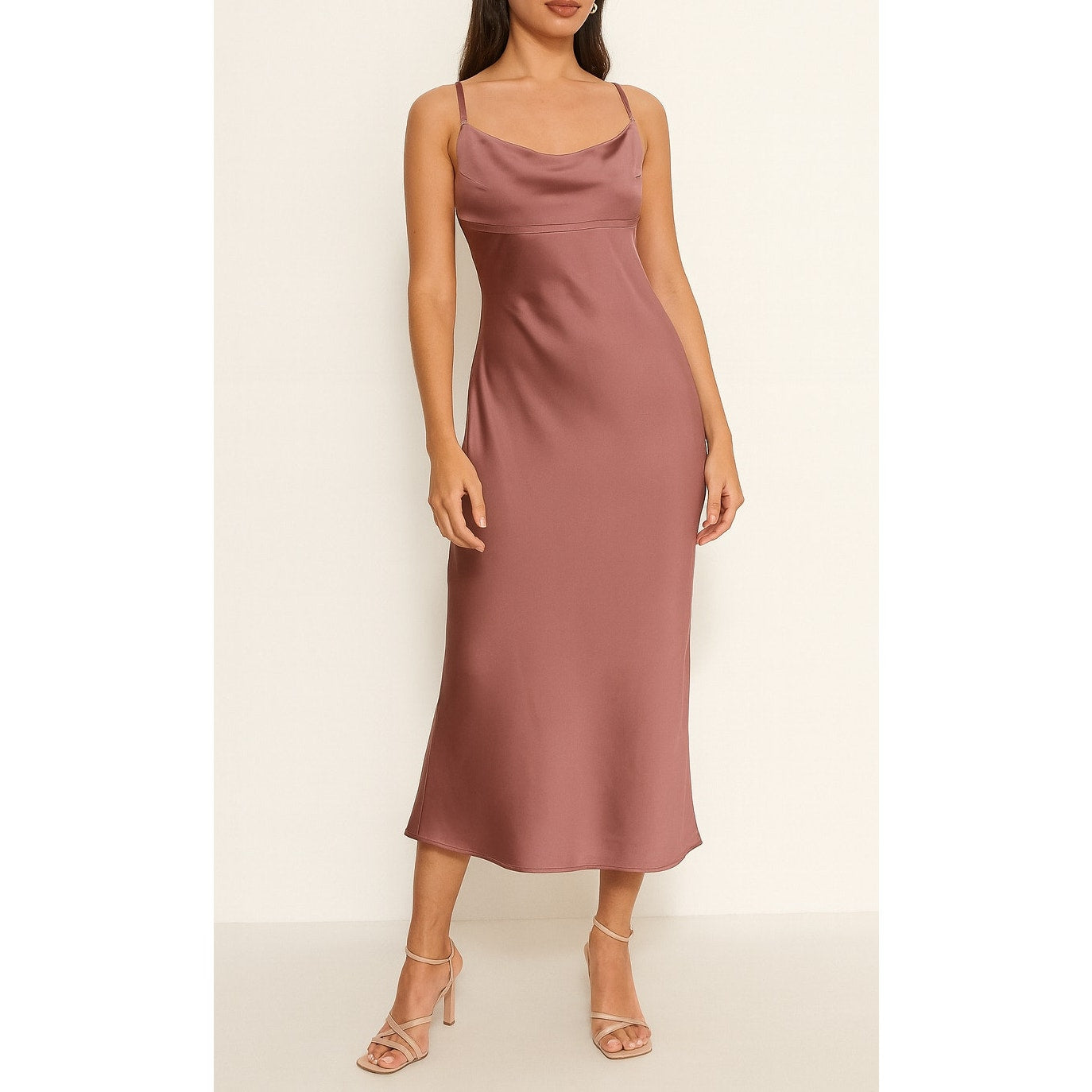 Dress Forum Satin Midi Slip Dress Rose Pink Medium