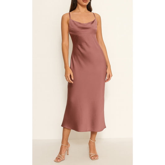 Dress Forum Satin Midi Slip Dress Rose Pink Medium
