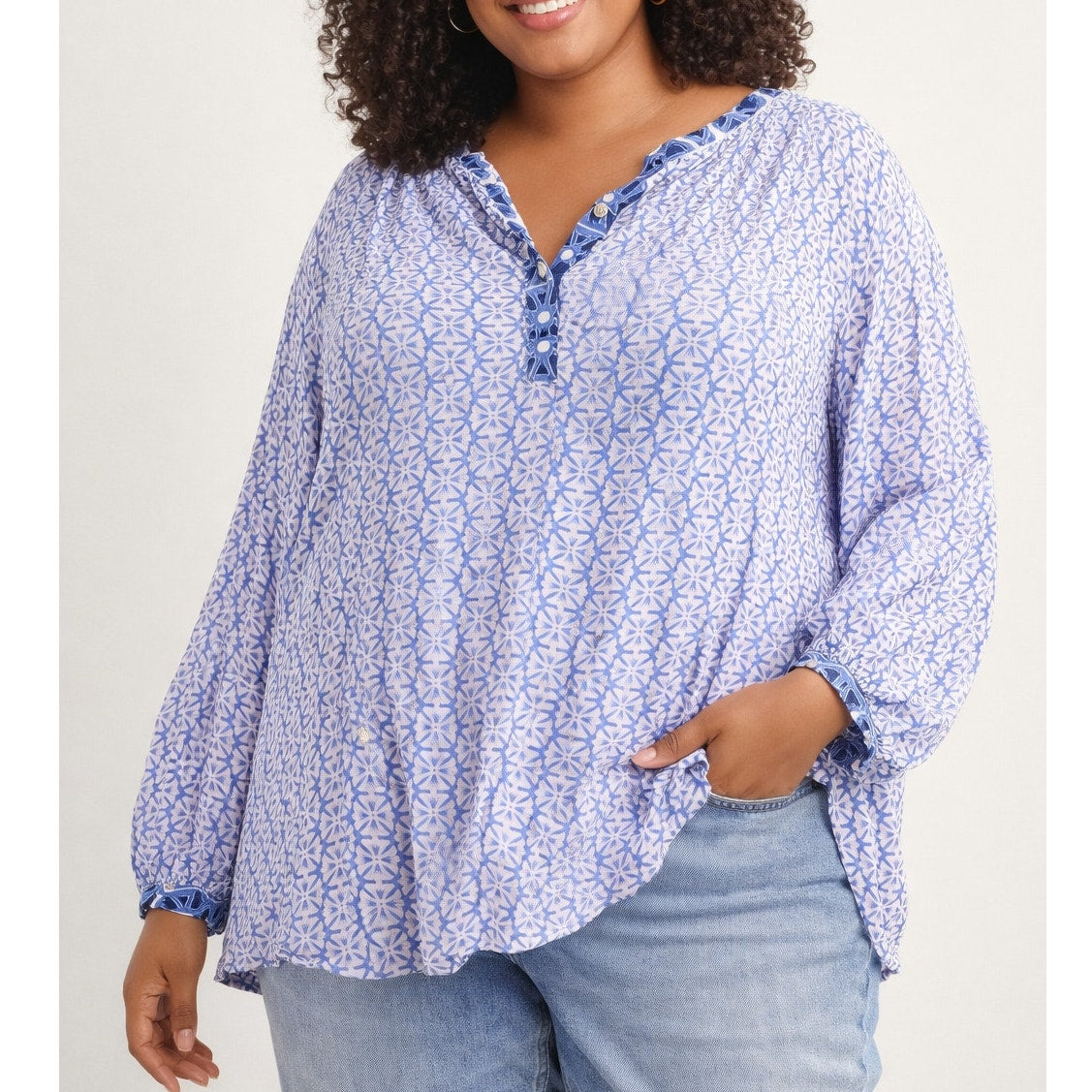 Vineyard Vines Long Sleeve Button Front Blouse Top Blue XL