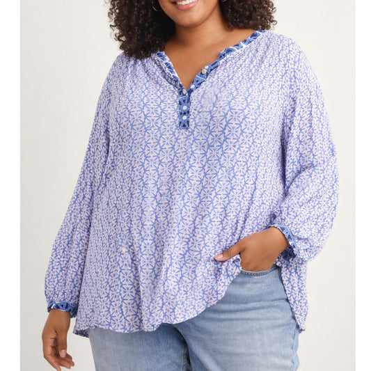 Vineyard Vines Long Sleeve Button Front Blouse Top Blue XL