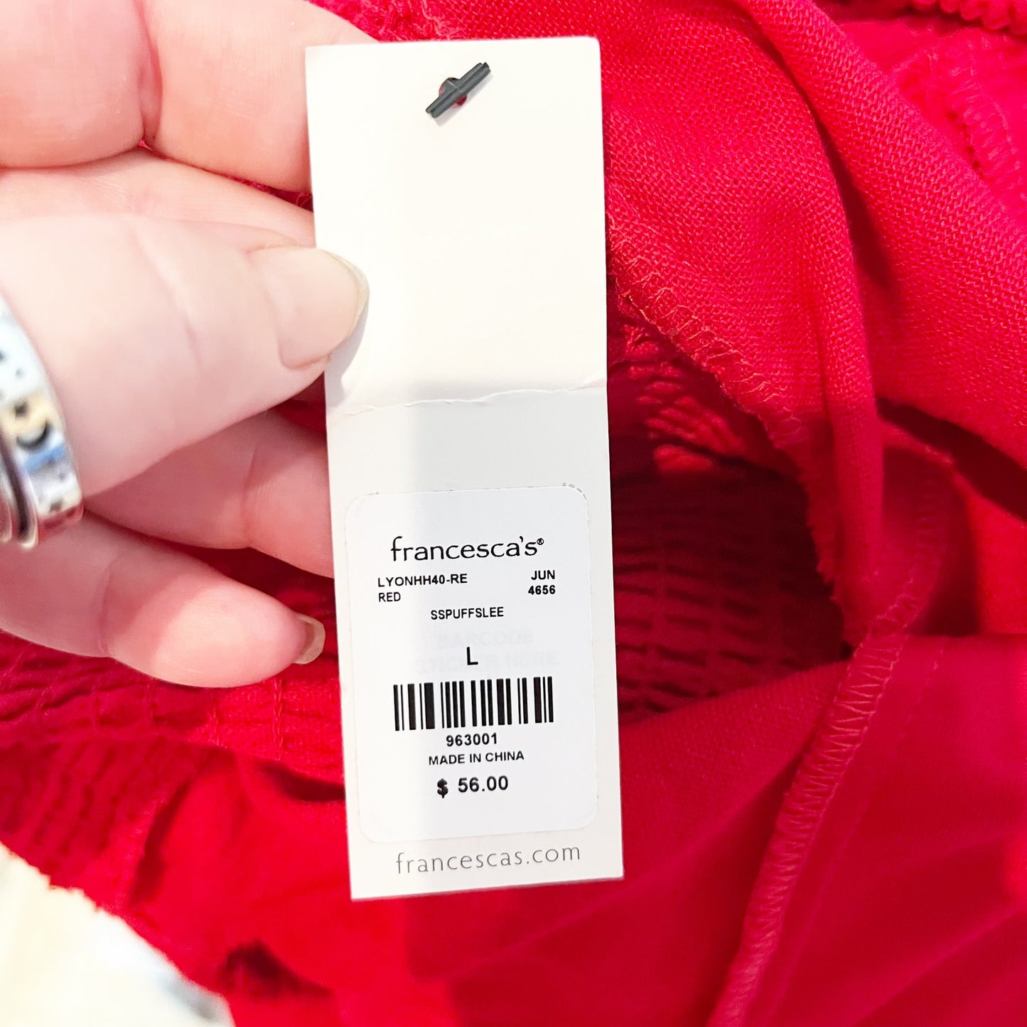 Francesca’s Alexandra Puff Sleeve Mini Dress Red Large