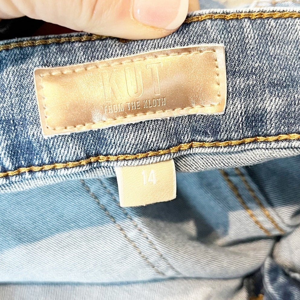 Kut From The Kloth Mid Rise Natalie Flare Jeans Blue 14