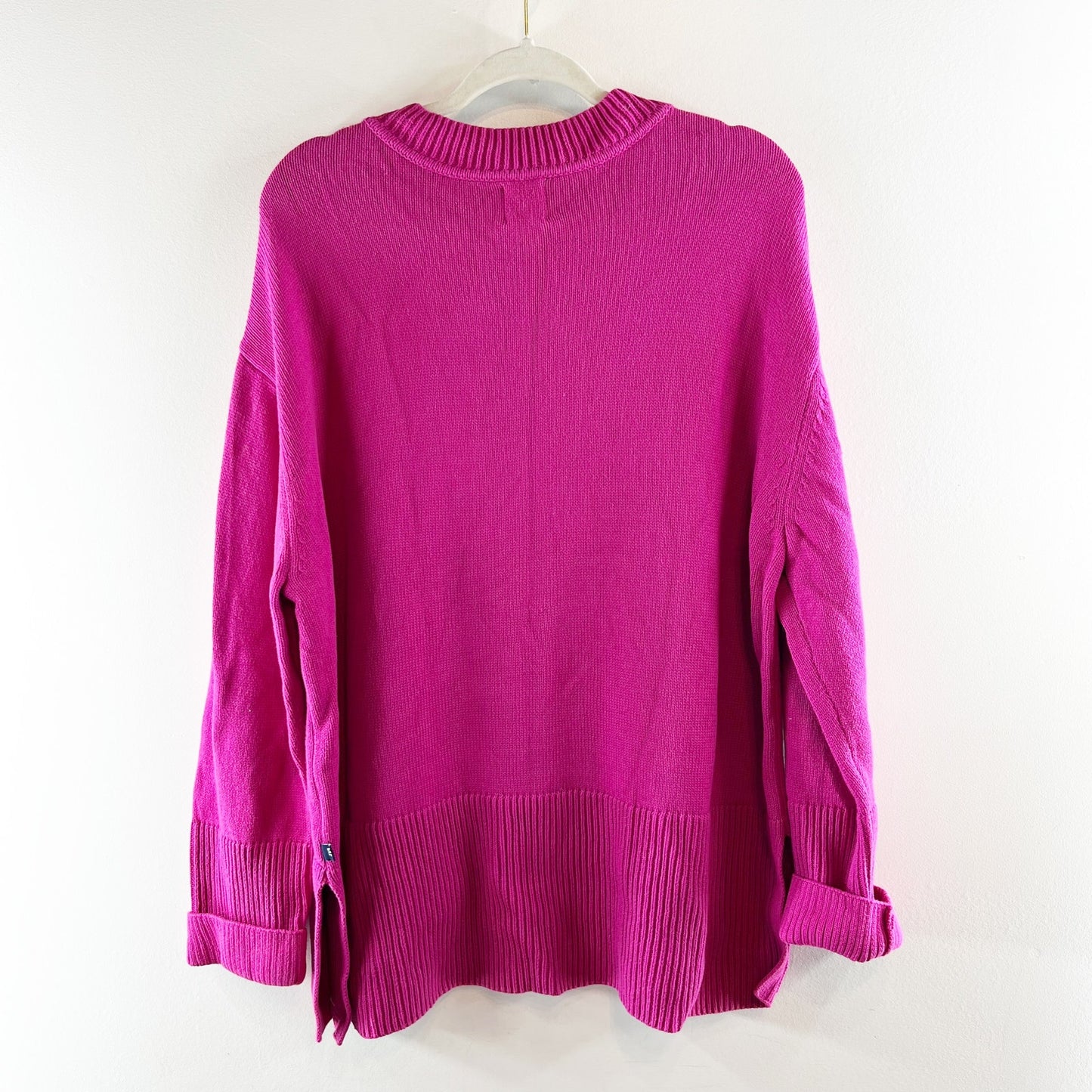GAP Crewneck Cotton Oversized Long Sleeve Ribbed Trim Sweater Pink XL