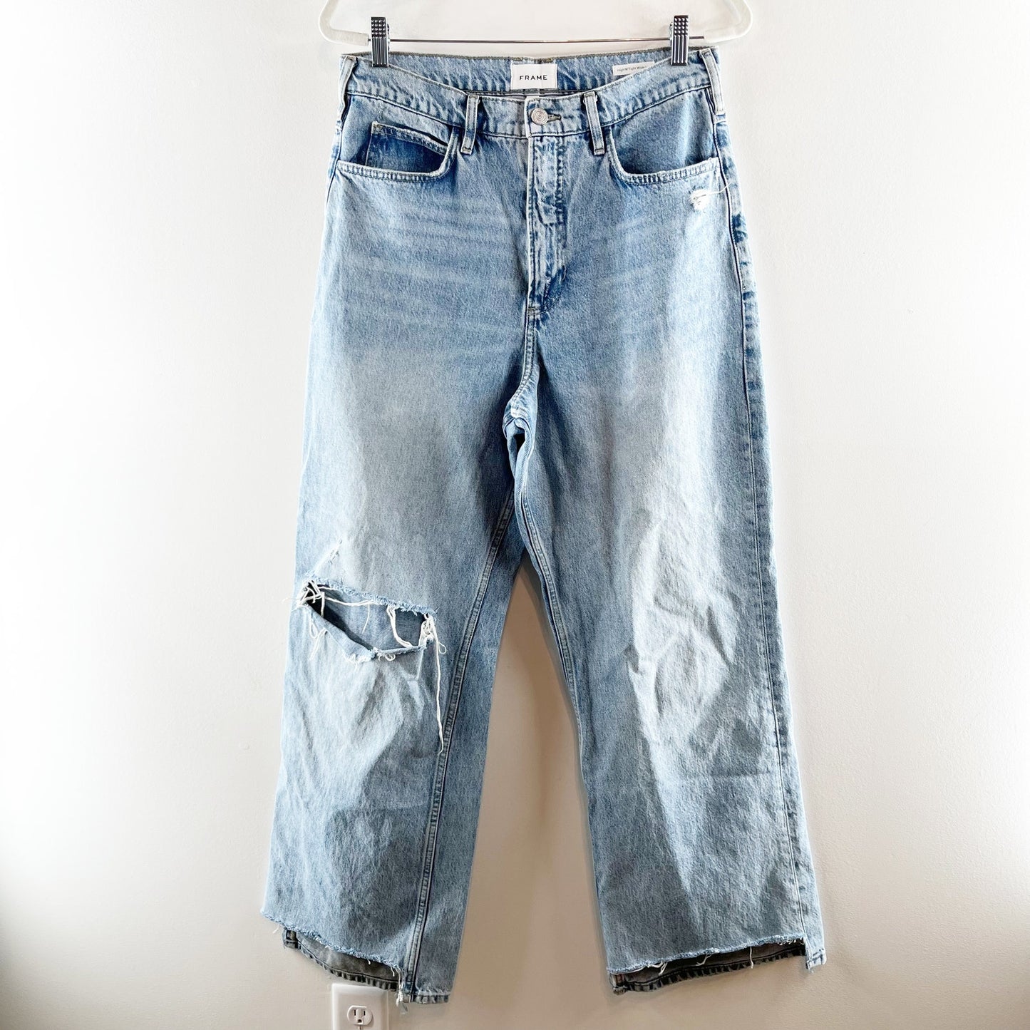 FRAME Le High N Tight High Rise Wide Leg Step Hem Jeans Blue 30 / 10