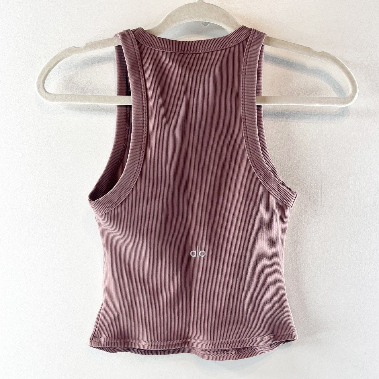 Alo Yoga Goddess Ribbed Go-To Tank Top Smoky Quartz Purple Small