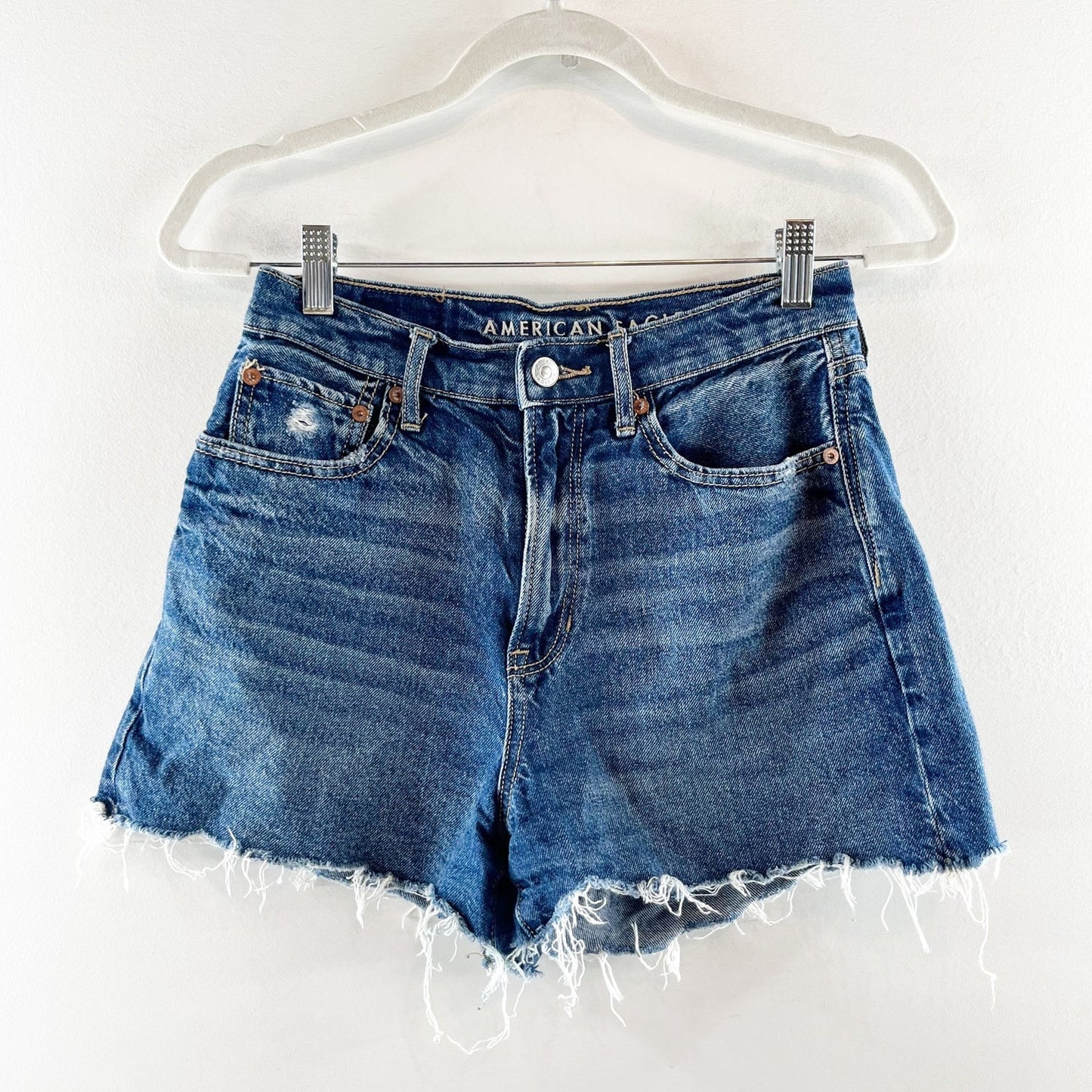 American Eagle Outfitters Highest Rise 90's Denim Boyfriend Shorts Blue 4