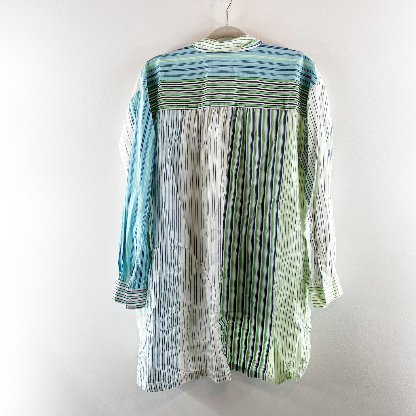 Maeve Anthropologie Alix Henley Striped Long Sleeve Button Up Top Green Medium