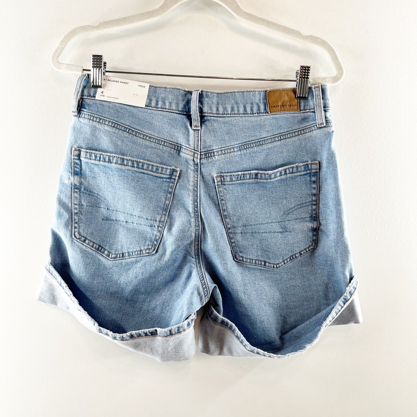 American Eagle 6" Strigid Super High-Waisted Relaxed Denim Shorts Blue 4