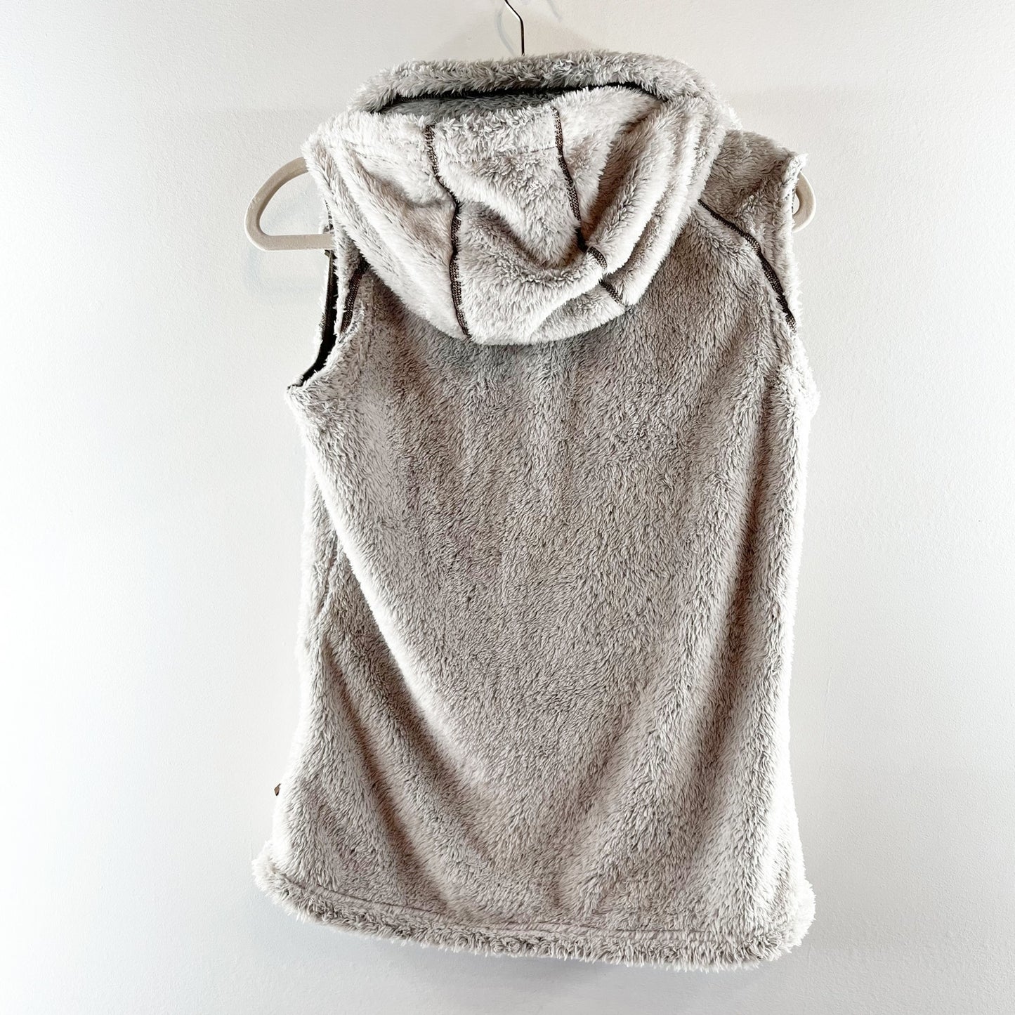 Kuhl Fleece Flight Full Zip Hooded Vest Cream Brown Small