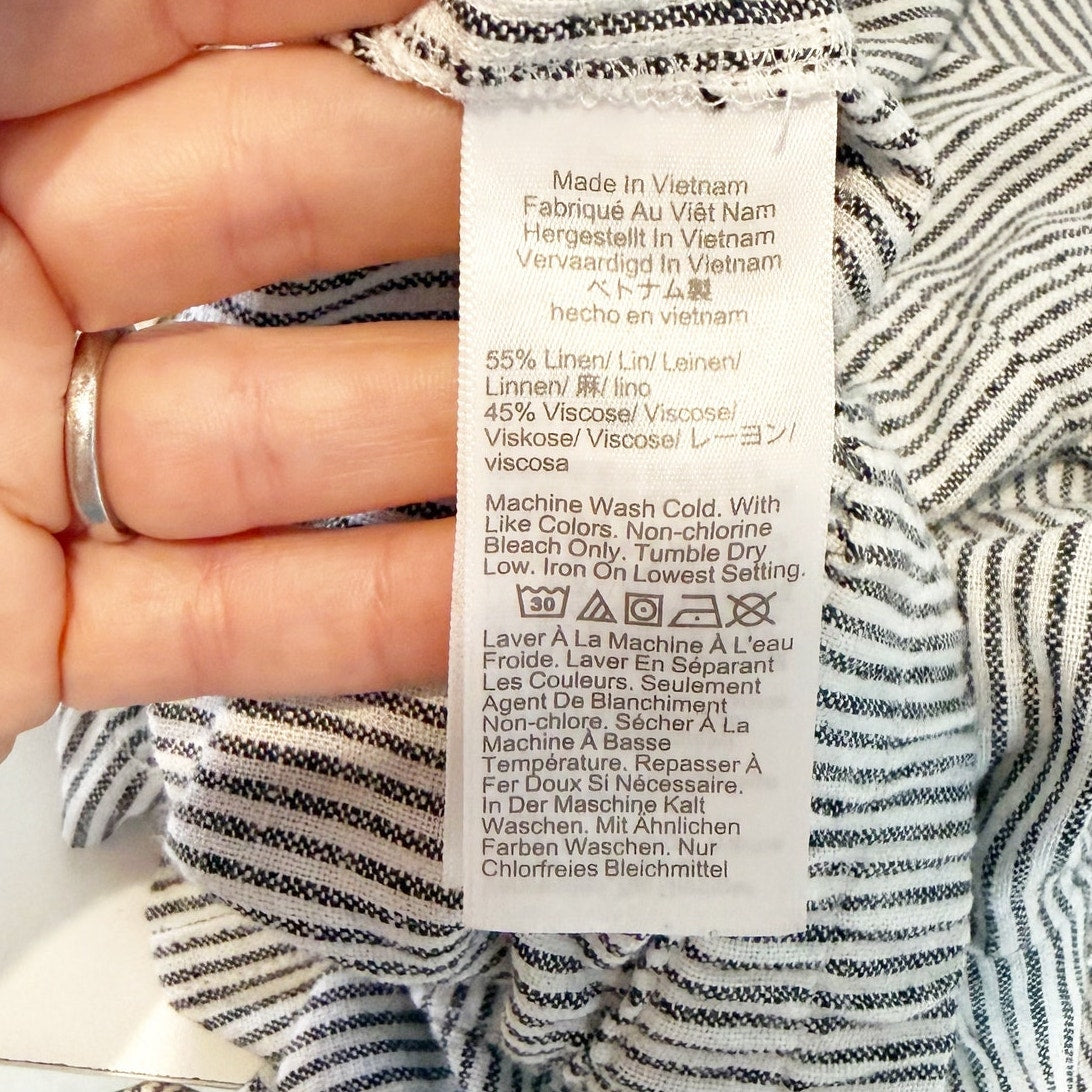J. Crew Linen Blend Pull On Shorts Blue White Striped XL