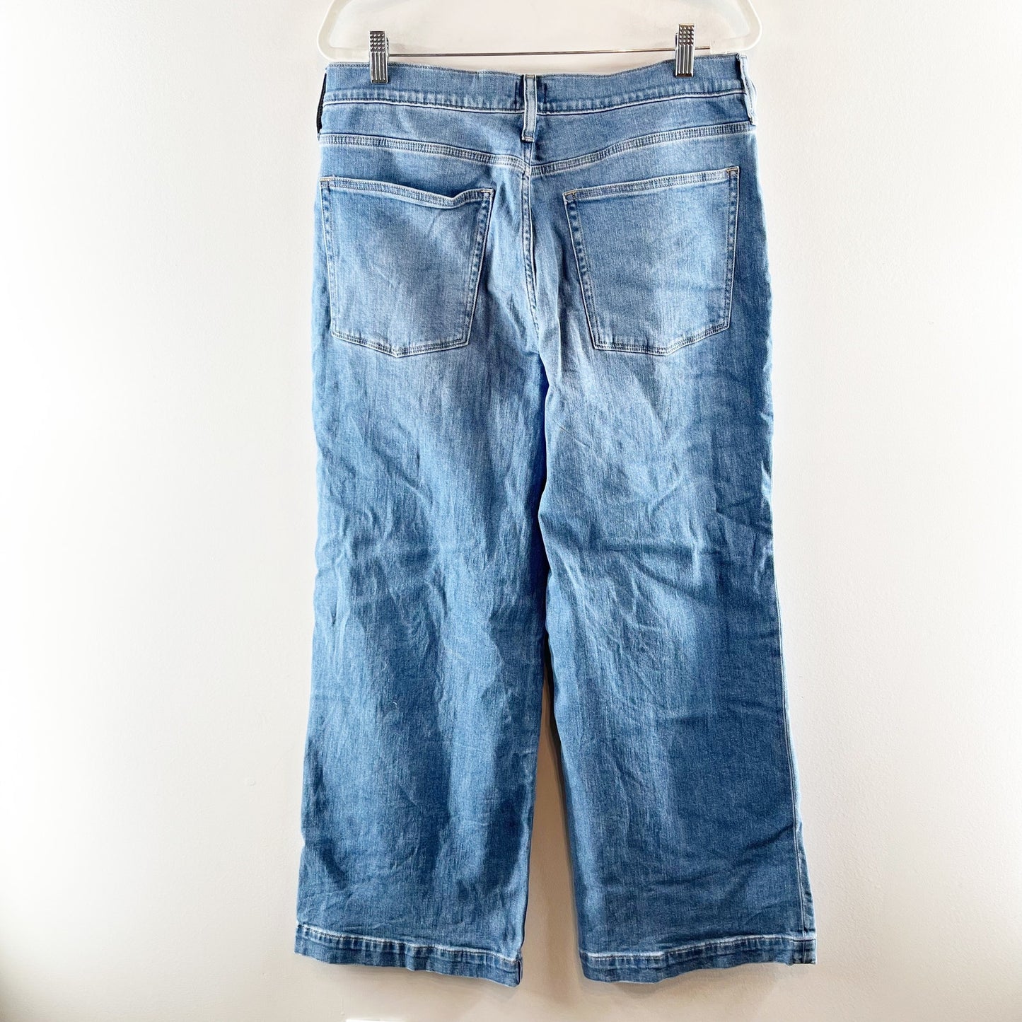 J. Crew Classic High Rise Wide-Leg Jeans in All Day Stretch Denim Blue 31 / 12