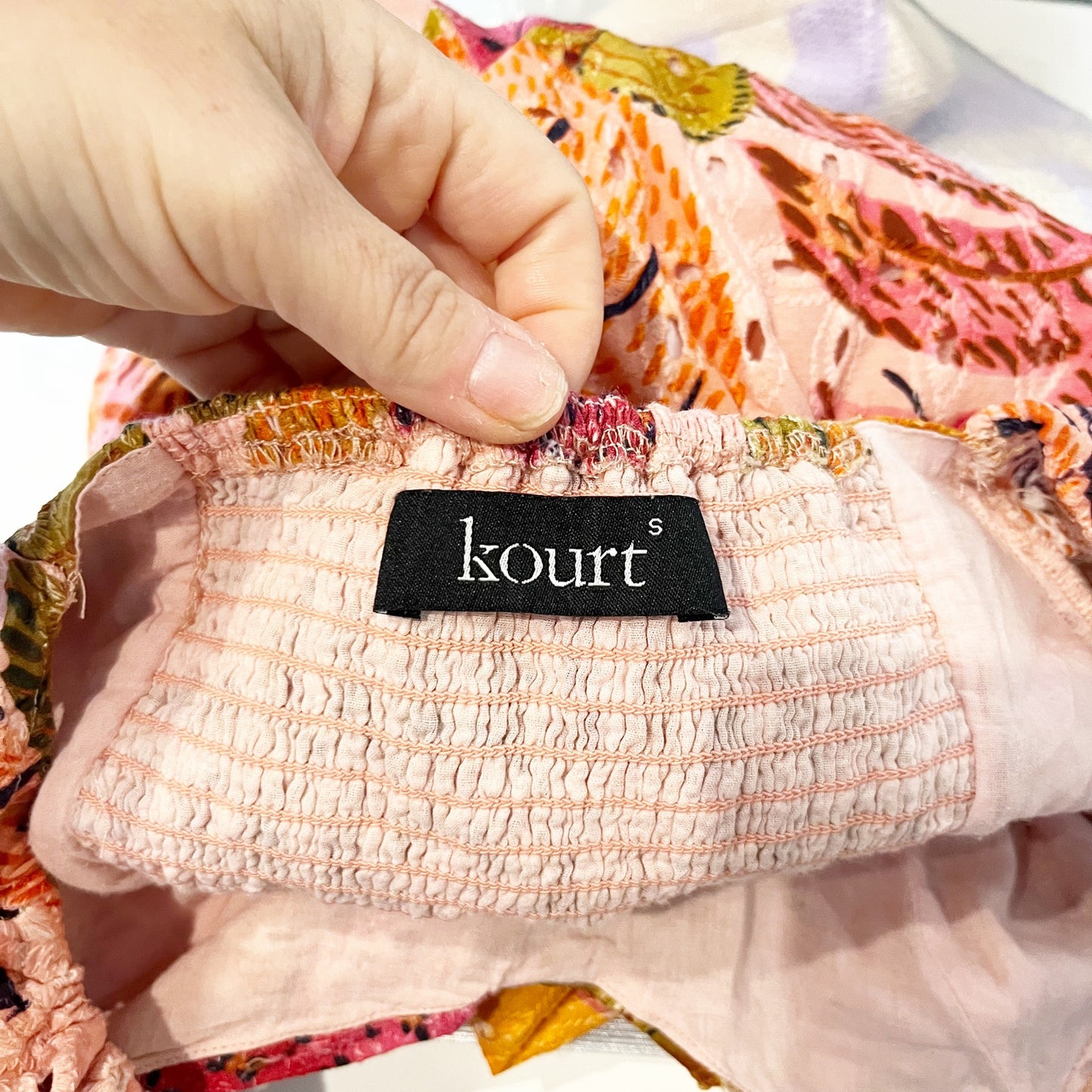 Kourt Robbie Floral Puff Sleeve Mini Dress Red Pink Orange Small