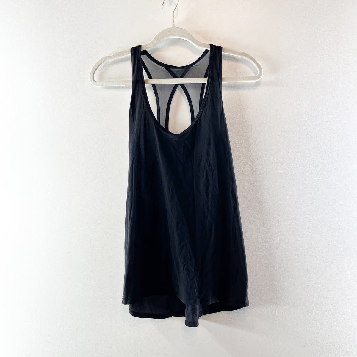 Lululemon Athletica Run Off-Route Sleeveless High Neck Mesh Back Tank Top Black