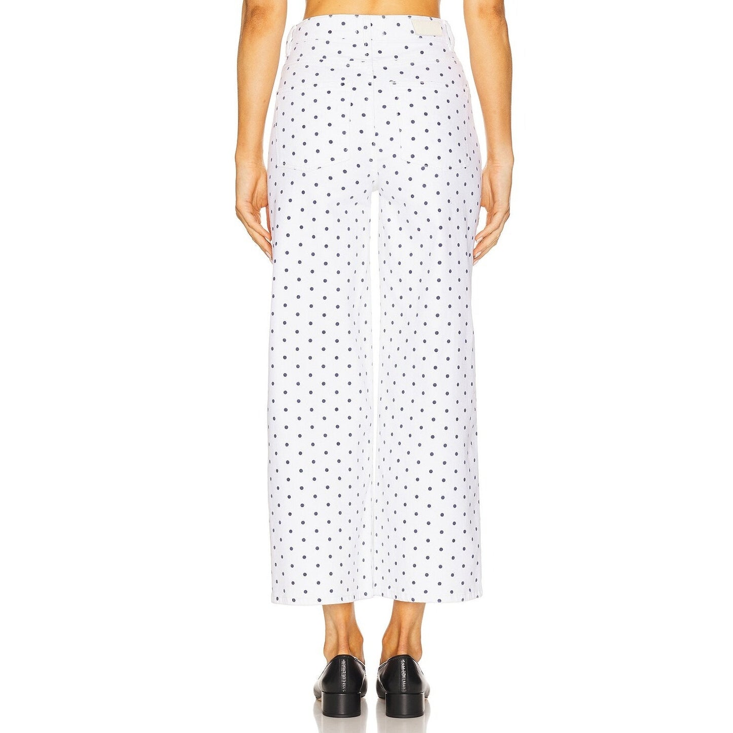 DL1961 Hepburn Polka Dot High Waisted Cropped Wide Leg Jeans Marine Dots 28