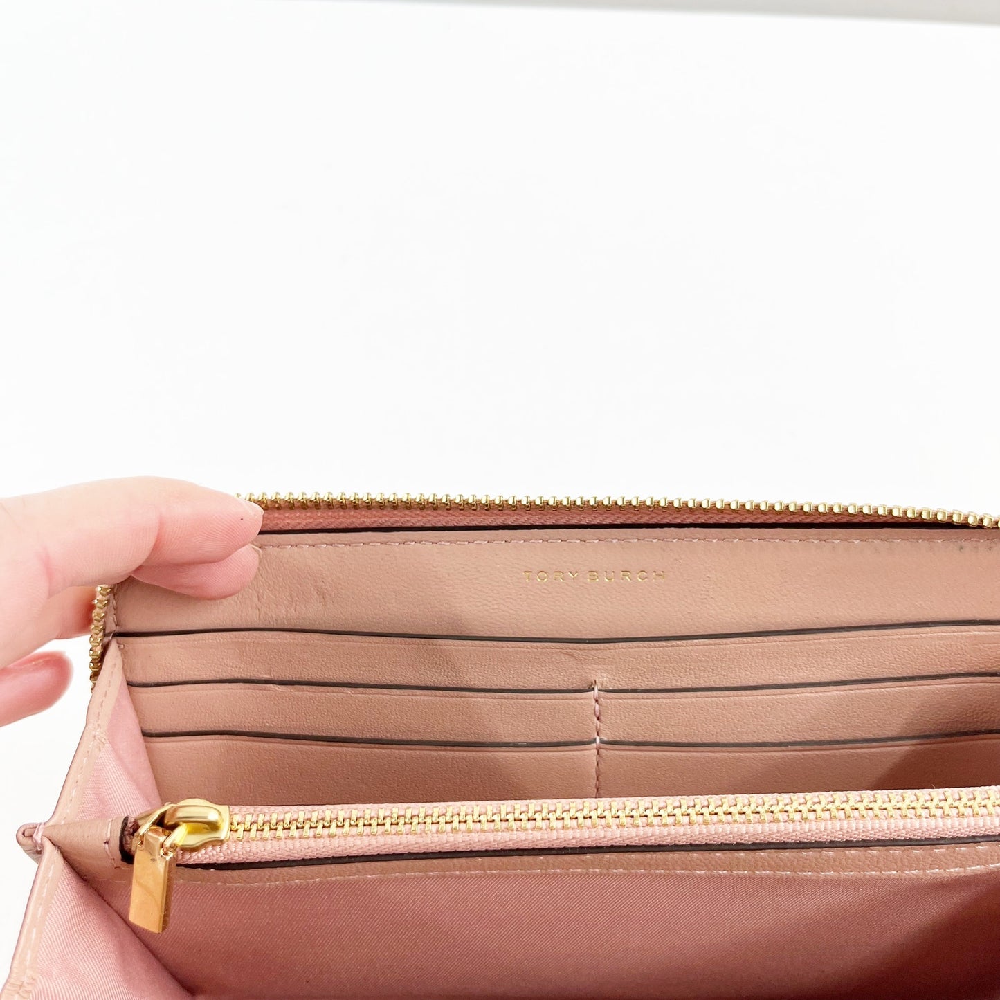 Tory Burch Flemming Continental Zip Around Leather Wallet Pink