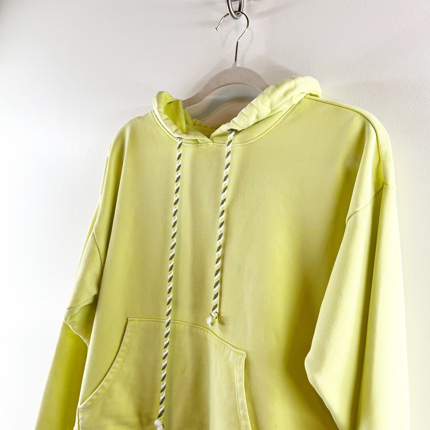 Evereve Neon Pullover Hoodie Sweatshirt Cotton Green Small