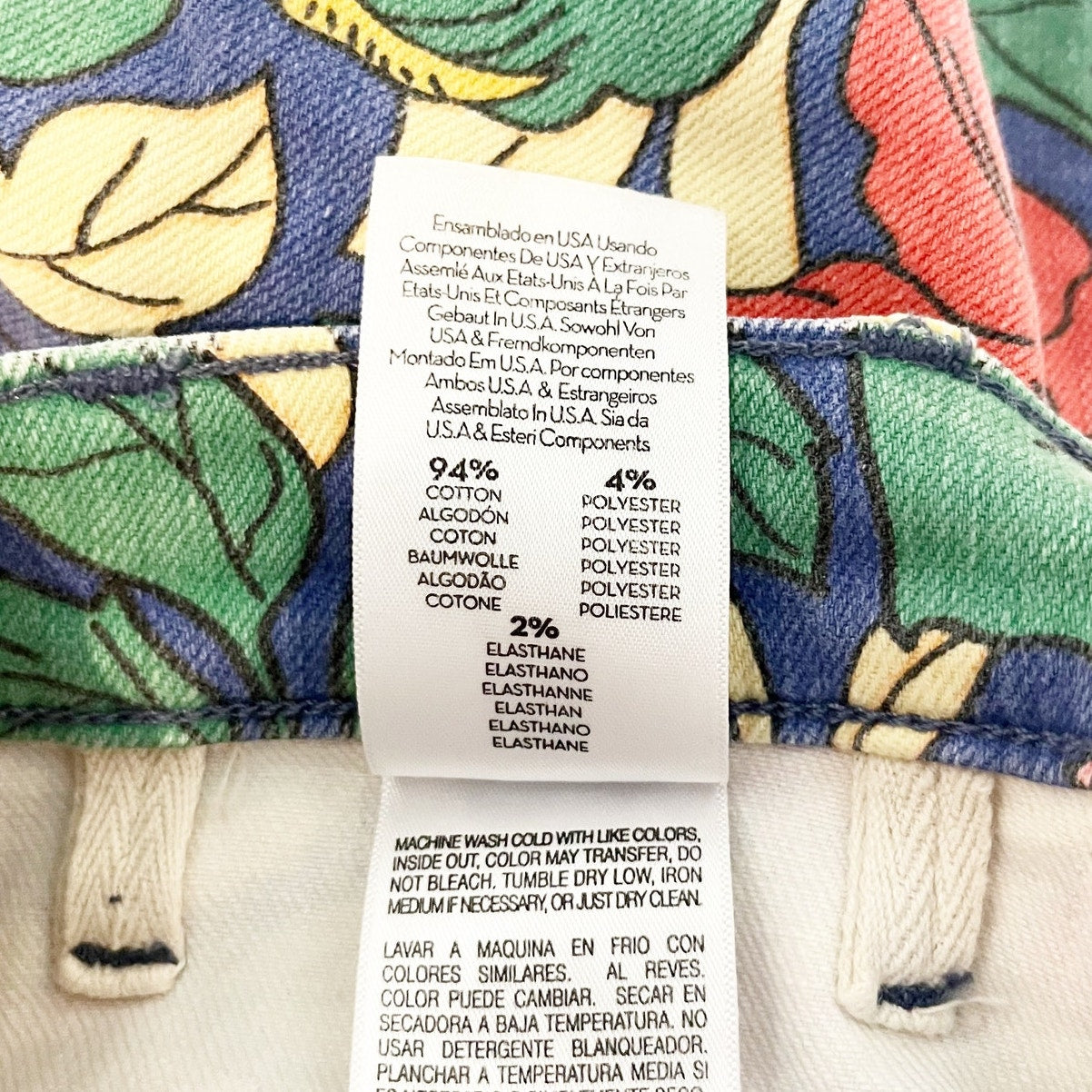 Mother The Hustler Printed High Rise Patch Pocket Jeans in Fresh Blooms Green 25