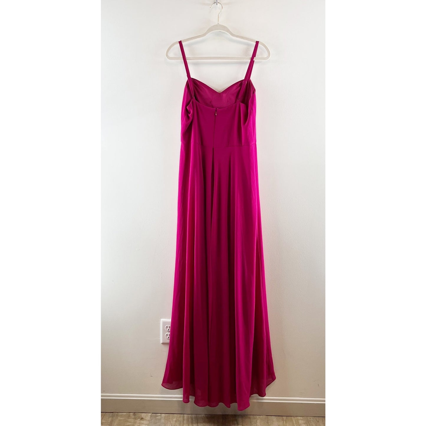 Marina Wide Leg Slit One Piece Jumpsuit With Illusion Skirt Magenta Pink 10