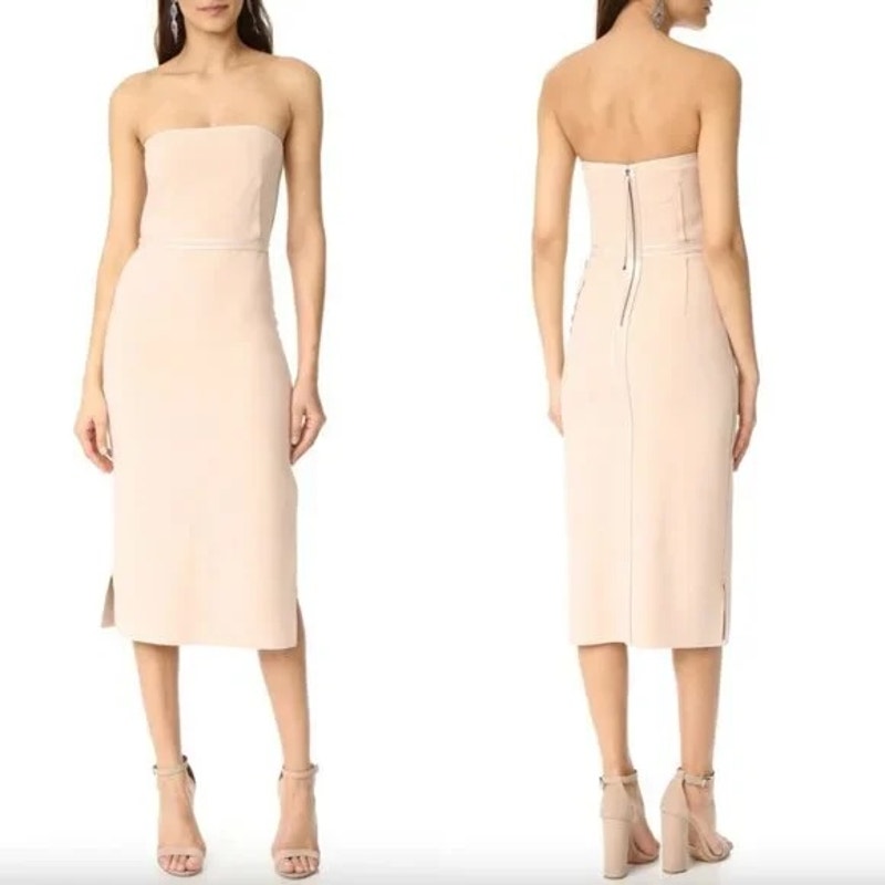 Elizabeth and James Sierra Strapless Pencil Midi Dress Blush Pink 2