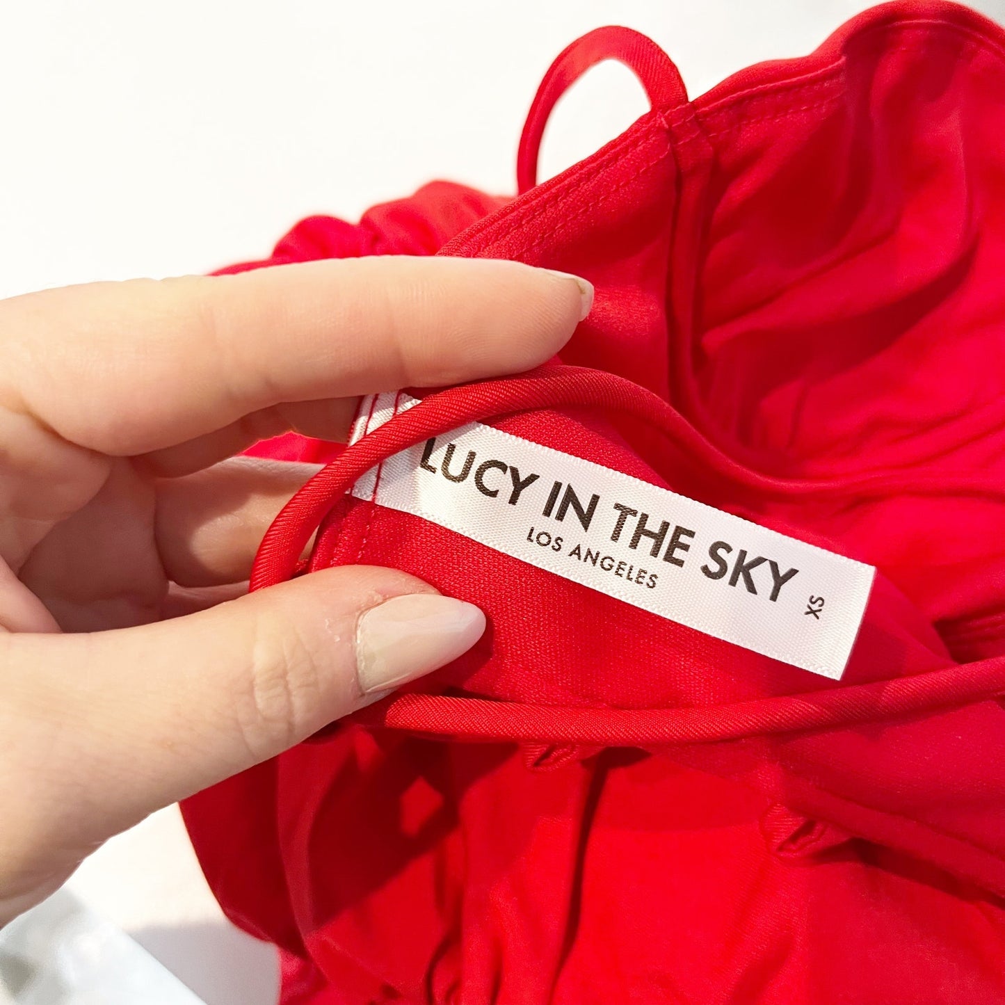 Lucy in The Sky Open Strappy Back Ruched Mini Dress Red XS