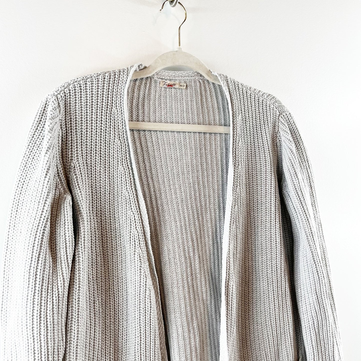 Faherty Cotton-Cashmere Long Sleeve Open Front Lumi Cardigan Sweater Gray XS