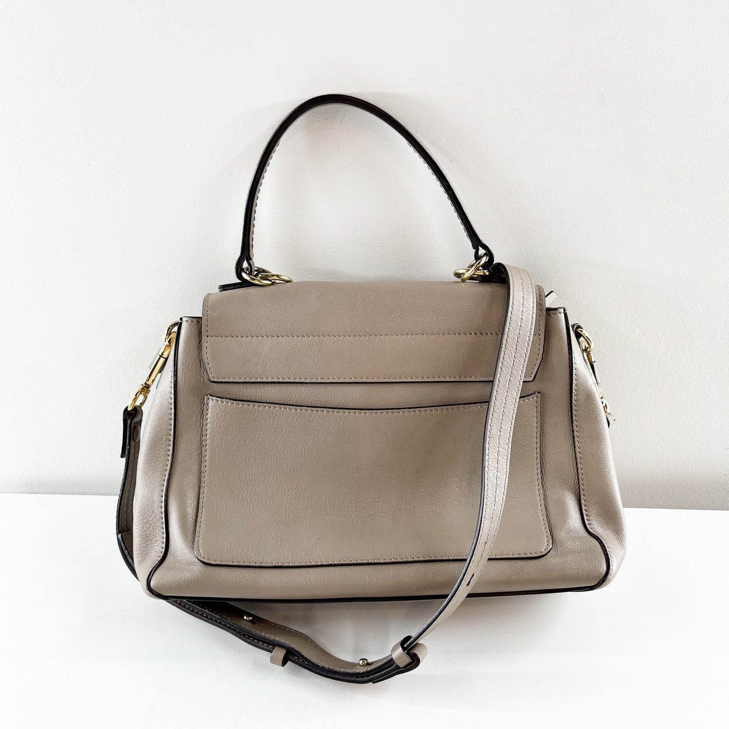Chloé Faye Leather Crossbody Day Bag Purse Motty Grey
