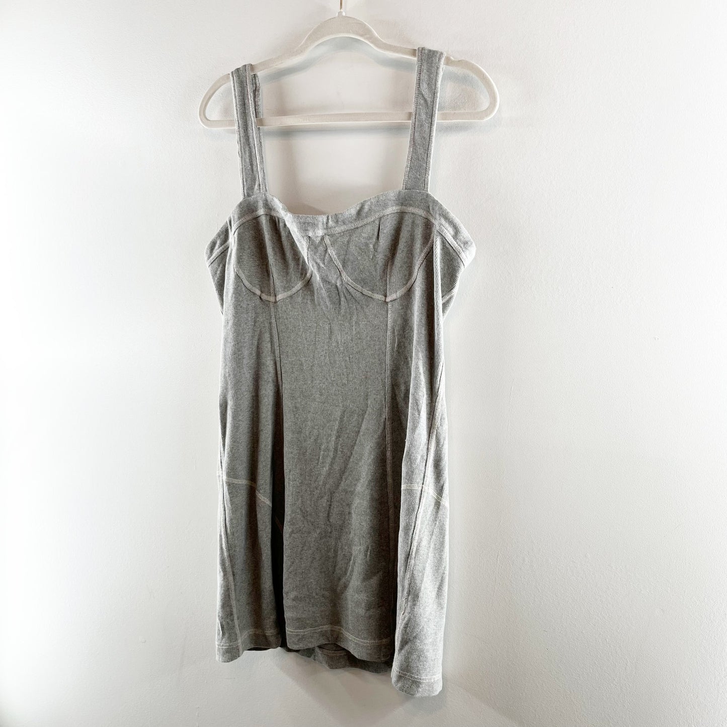 Anthropologie Sleeveless Contrast Stitch Mini Tank Dress Light Gray XL
