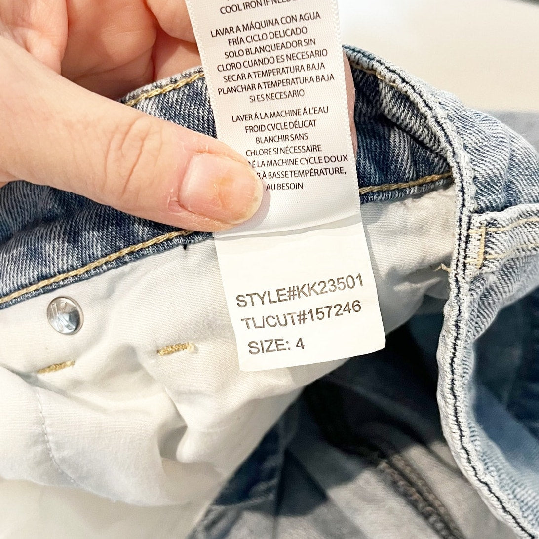 Kut From The Kloth Brea Front Slit Midi Denim Skirt Medium Wash Blue 4