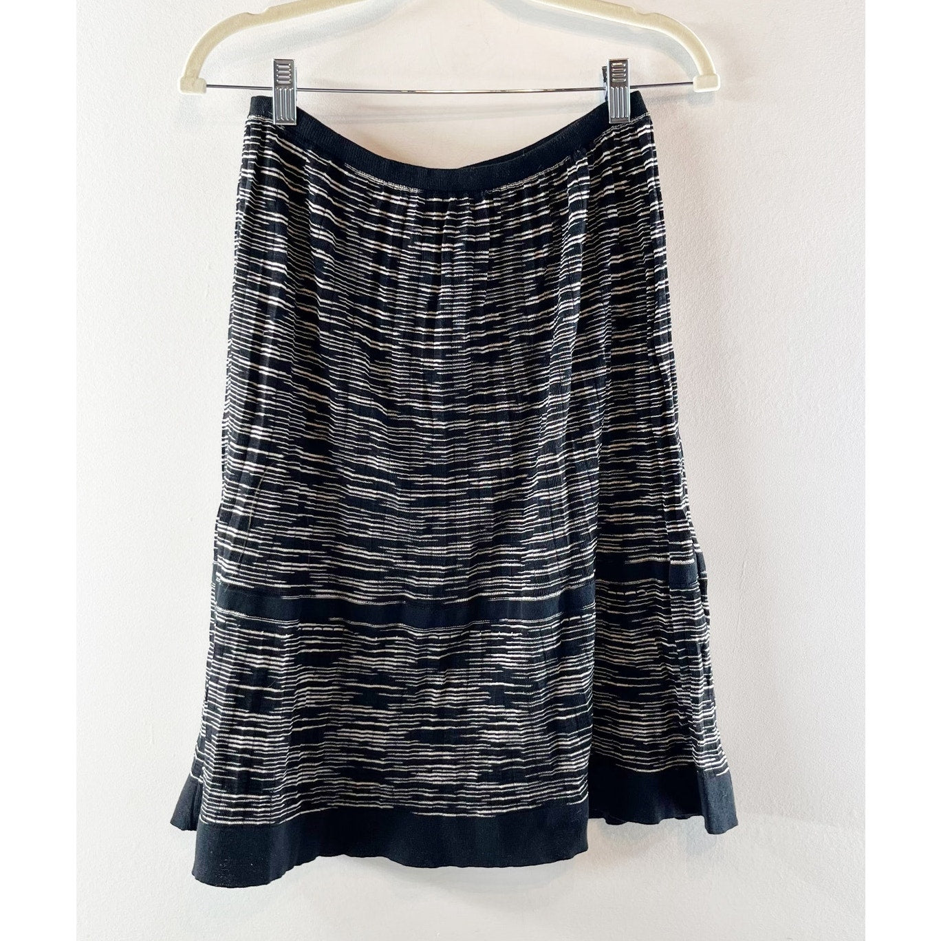 Missoni Knit Striped A Line Sweater Skirt Black White 12